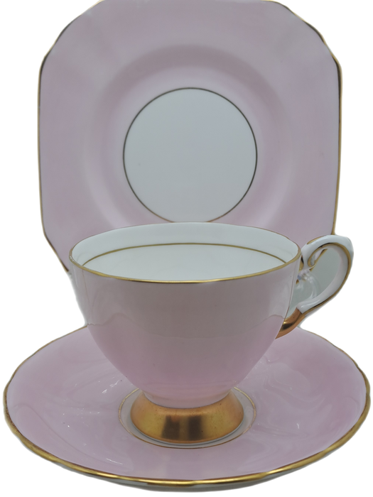 Vintage Royal TUSCAN Pastel Pink Trio Fine English Bone China Pattern C9013 (Cup hairline Crack)