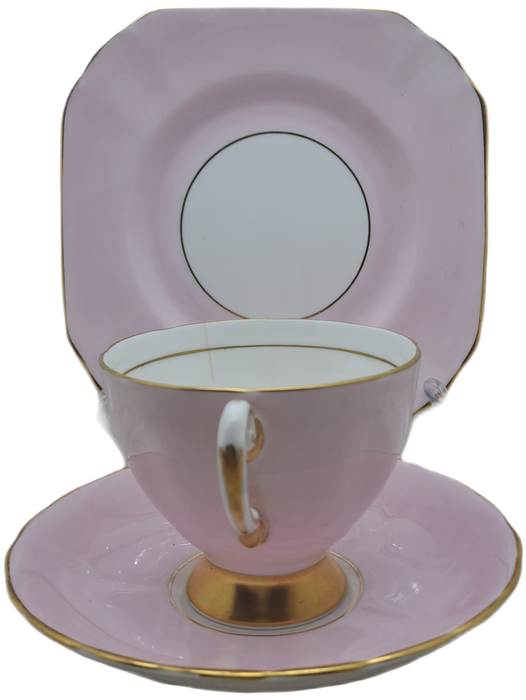 Vintage Royal TUSCAN Pastel Pink Trio Fine English Bone China Pattern C9013 (Cup hairline Crack)