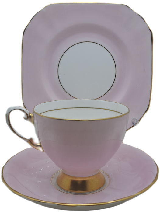 Vintage Royal TUSCAN Pastel Pink Trio Fine English Bone China Pattern C9013 (Cup hairline Crack)