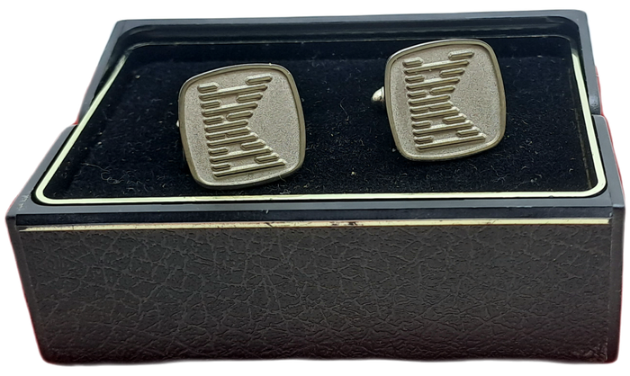 A Pair of Vintage Silver Plated  Cufflinks with letter K -Boxed