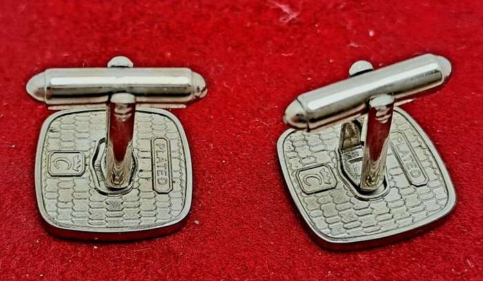 A Pair of Vintage Silver Plated  Cufflinks with letter K -Boxed