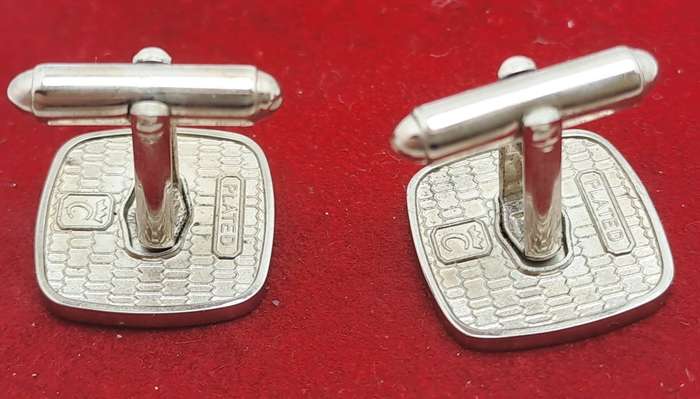 A Pair of Vintage Silver Plated  Cufflinks with letter K -Boxed