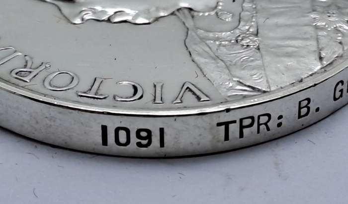 Anglo Boer War QSA -Queens Medal -Cape Colony,1901 and 1902 Clasps To No.1091  TPR:B.Getz. D.E.O.V.R