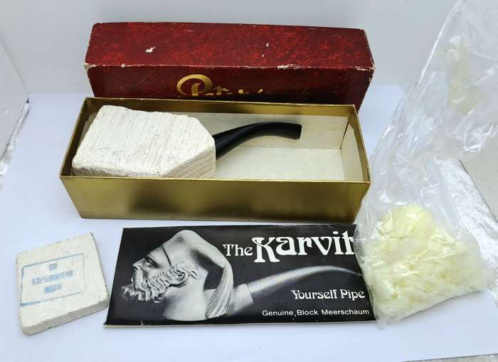 Vintage 1960`s THE KARVIT YOURSELF PIPE kit Genuine Block Meershaum By Peterson Ireland-Uncarved