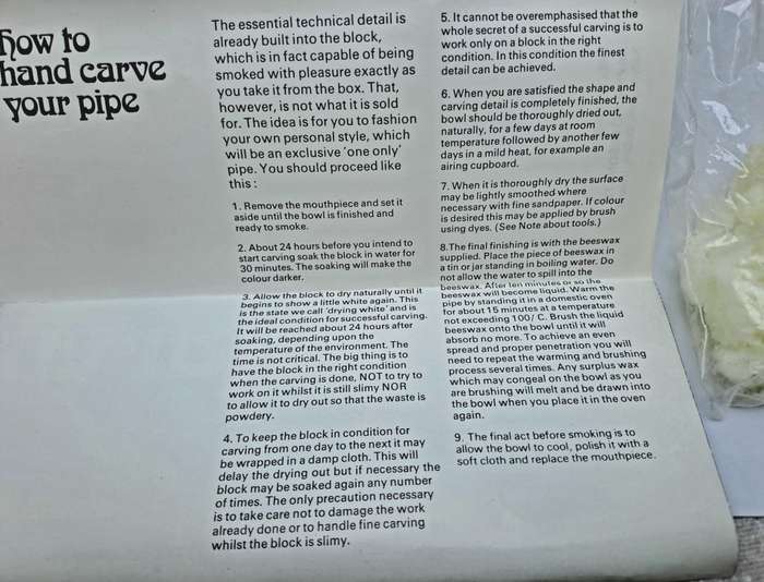 Vintage 1960`s THE KARVIT YOURSELF PIPE kit Genuine Block Meershaum By Peterson Ireland-Uncarved