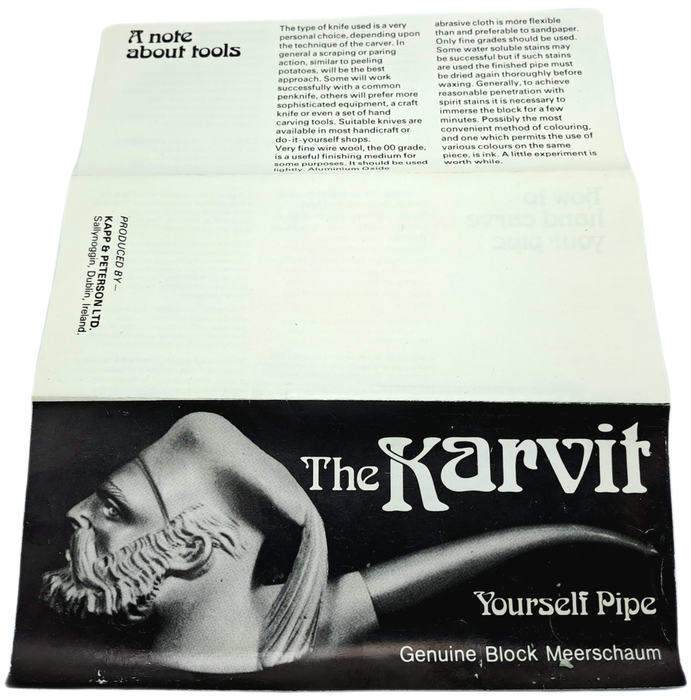 Vintage 1960`s THE KARVIT YOURSELF PIPE kit Genuine Block Meershaum By Peterson Ireland-Uncarved