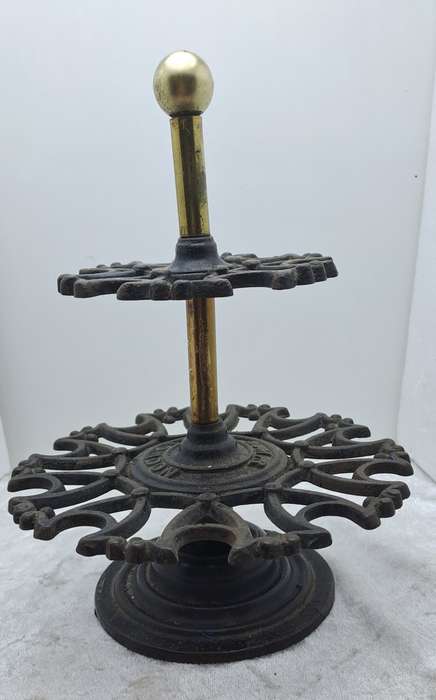 Antique Victorian 2 Tier Cast Iron Office Rubber Stamp Holder can also store Smoking Pipes