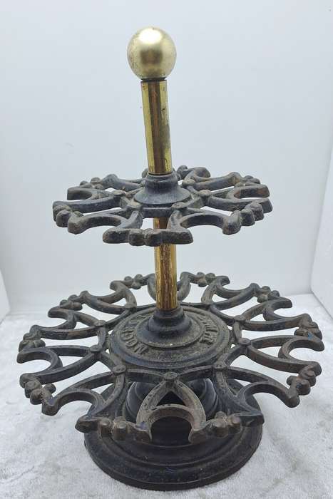 Antique Victorian 2 Tier Cast Iron Office Rubber Stamp Holder can also store Smoking Pipes