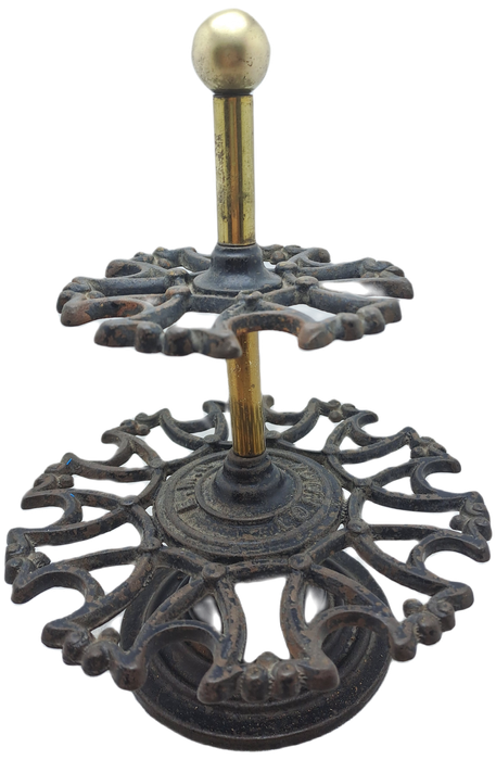 Antique Victorian 2 Tier Cast Iron Office Rubber Stamp Holder can also store Smoking Pipes