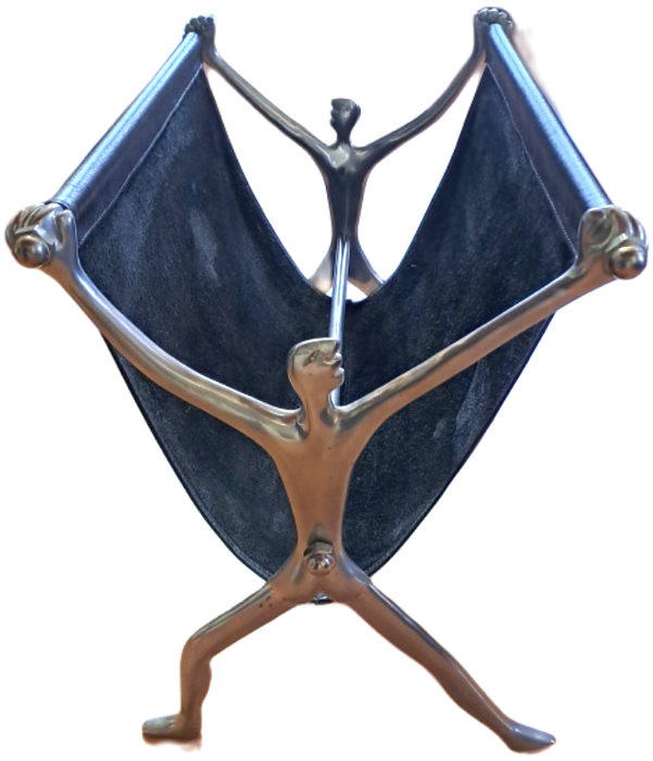 Large Carol Boyes Magazine rack with Black Leather 51cm x 28,5cm x 38cm