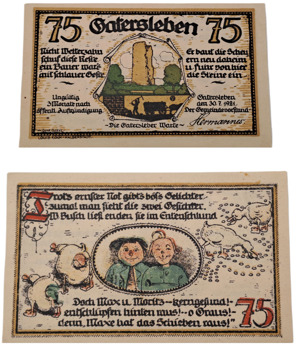 Germany -Municipality of Gatersleben 75 Pfennig Notgeld 30-7-1921-  UNC  Condition (Emergency Money)