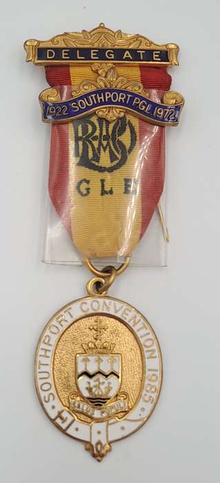 Vintage Delegate 1922-1972 Southport PGL Southport Convention 1985 Masonic Jewel