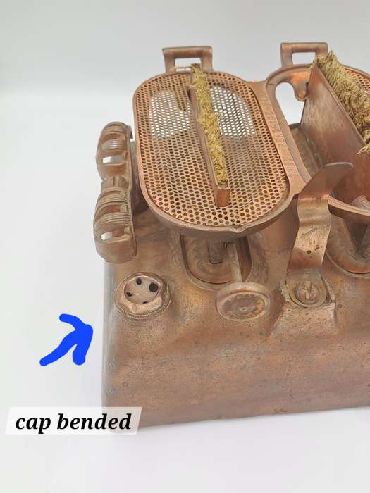 Early 1900`s Antique Cast Iron Twin Beatrice No 11 Kerosene stove -Copper plated