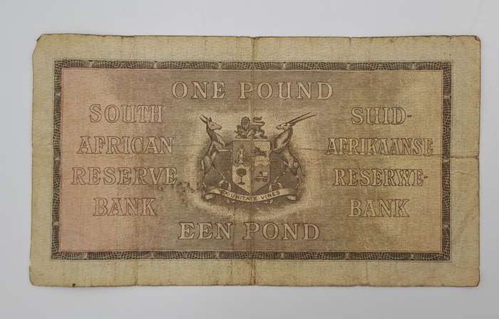 J. Postmus 1941 A113 Prefix - South Africa One Pound -Een Pond Bank note Circulated