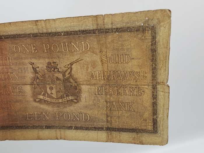 J. Postmus 1938 A85 Prefix - South Africa One Pound -Een Pond Bank note Circulated