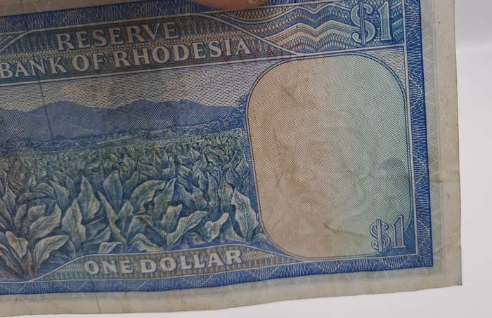 Rare !! 1970 Rhodesia 1 Dollar (One Dollar) Banknote