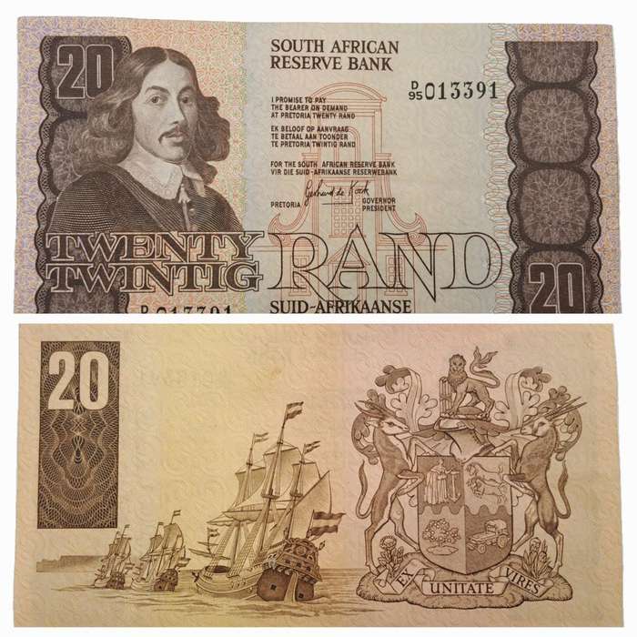1981 G.P.C. de Kock  -D95 Prefix - South Africa R20-  20 Rand Bank note -