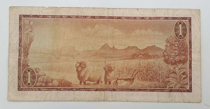 1966 TW de Jongh South Africa 1 Rand- R1 -Afrikaans - English Prefix A547 -Bank Note