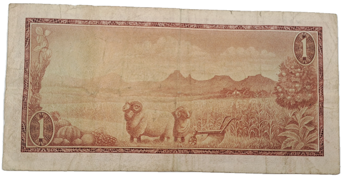 1966 TW de Jongh South Africa 1 Rand- R1 -Afrikaans - English Prefix A547 -Bank Note