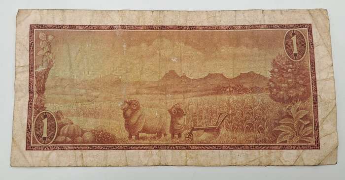 1966 TW de Jongh South Africa 1 Rand- R1 -English -Afrikaans - Prefix A534 -Bank Note