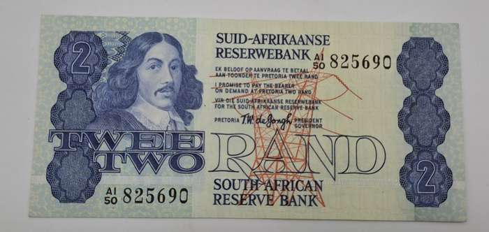 1978 TW de Jongh South Africa 2 Rand- R2-Prefix A1-50 -Bank Note