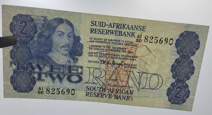 1978 TW de Jongh South Africa 2 Rand- R2-Prefix A1-50 -Bank Note
