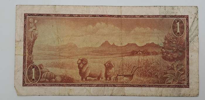 1966 TW de Jongh South Africa 1 Rand- R1 -English -Afrikaans - Prefix A428 -Bank Note