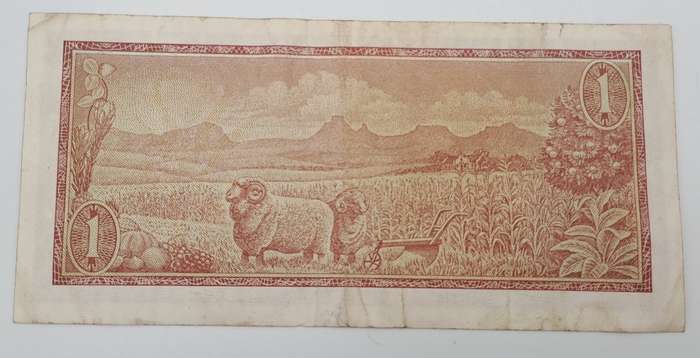 1966 TW de Jongh South Africa 1 Rand- R1 -English -Afrikaans - Prefix B266 -Bank Note