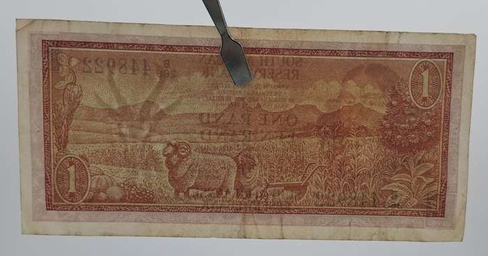 1966 TW de Jongh South Africa 1 Rand- R1 -English -Afrikaans - Prefix B266 -Bank Note