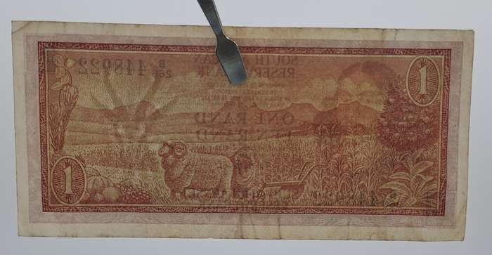 1966 TW de Jongh South Africa 1 Rand- R1 -English -Afrikaans - Prefix B266 -Bank Note