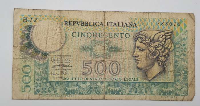 1974 Italy 500 Lire Mercurio -Circulated