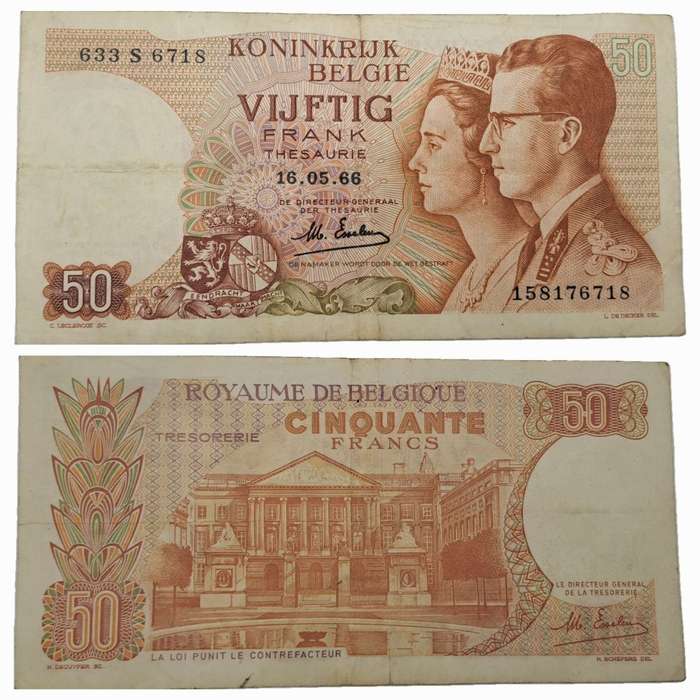 1966 Belgium 50 Francs - Baudouin I- Bank Note