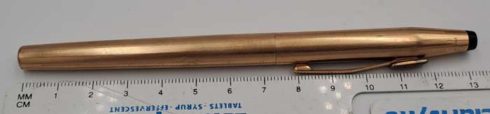 Vintage Cross 1/20 14kt Rolled Gold Fountain Pen 14kt 585 Nib -Ink Tested-Branded and engraved