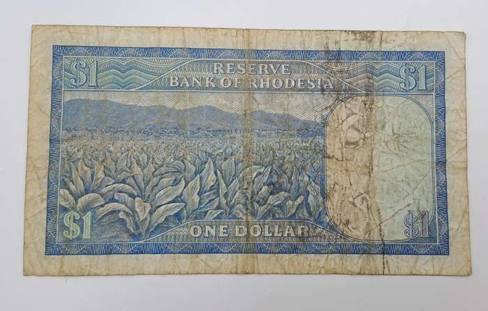 2 March 1973 Rhodesia one Dollar Bank Note -Circulated