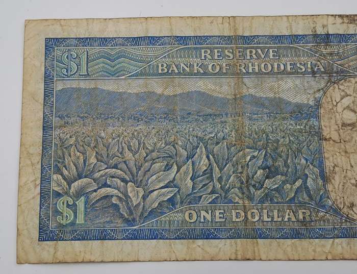 2 March 1973 Rhodesia one Dollar Bank Note -Circulated