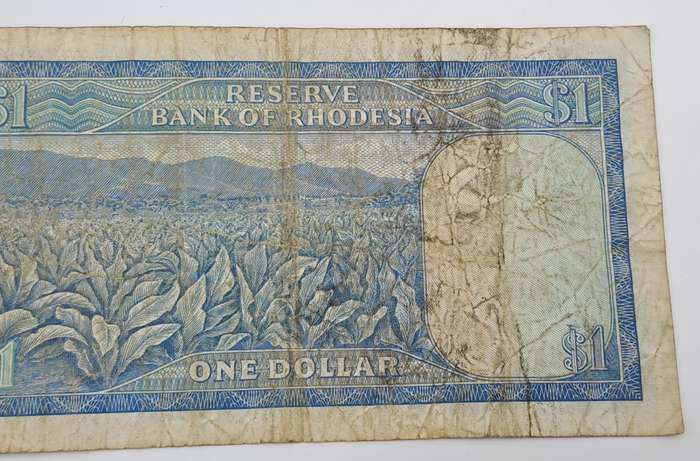 2 March 1973 Rhodesia one Dollar Bank Note -Circulated