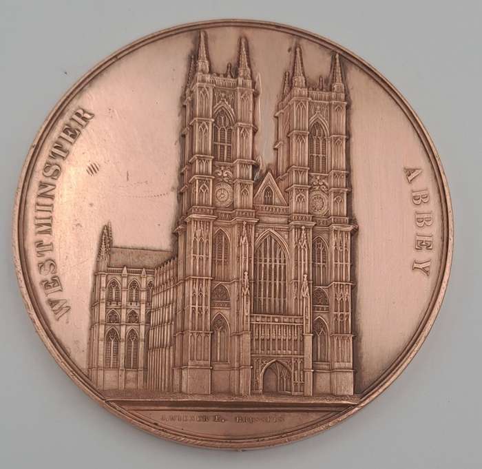 Rare!!!  1856 WESTMINSTER ABBEY Bronze Medal by Wiener -59mm