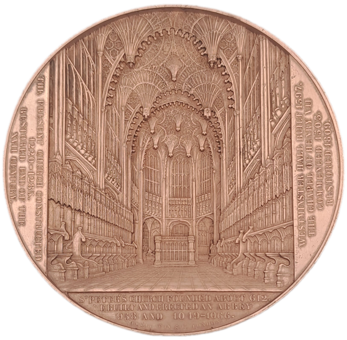 Rare!!!  1856 WESTMINSTER ABBEY Bronze Medal by Wiener -59mm