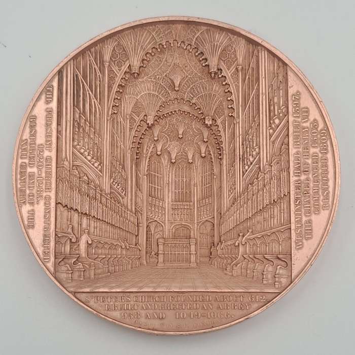 Rare!!!  1856 WESTMINSTER ABBEY Bronze Medal by Wiener -59mm