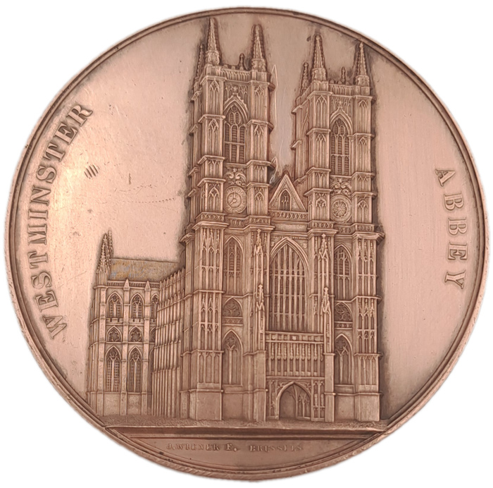 Rare!!!  1856 WESTMINSTER ABBEY Bronze Medal by Wiener -59mm