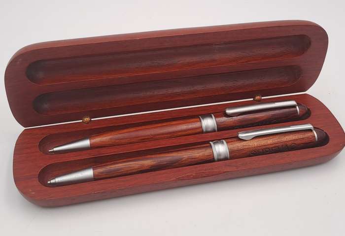 Hand Made wooden Pen and Pencil set in wooden Box (Rosewood)-Supavac Branded