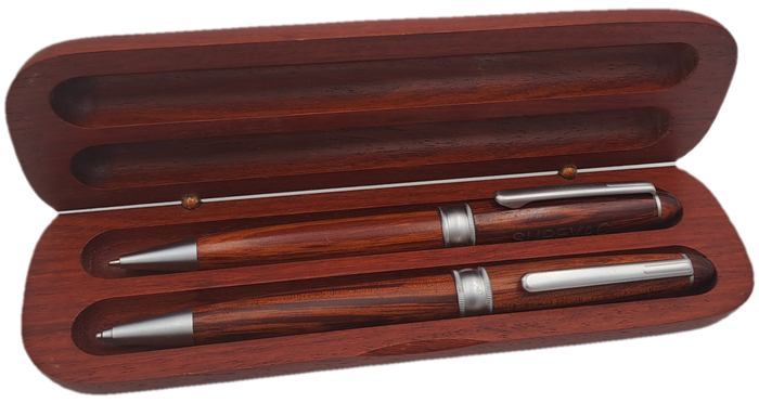 Hand Made wooden Pen and Pencil set in wooden Box (Rosewood)-Supavac Branded