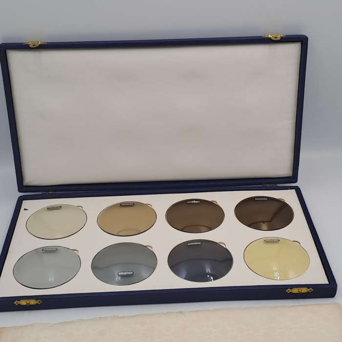Eyeware -Vintage Optometrist  Metalux Tinted Lenses sample Kit in case