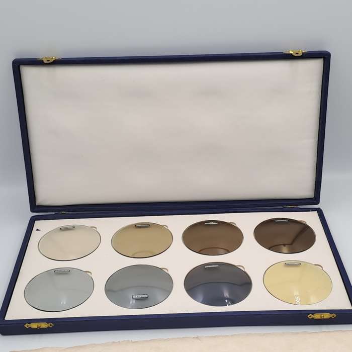Eyeware -Vintage Optometrist  Metalux Tinted Lenses sample Kit in case