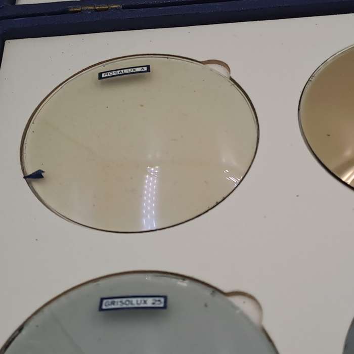 Eyeware -Vintage Optometrist  Metalux Tinted Lenses sample Kit in case
