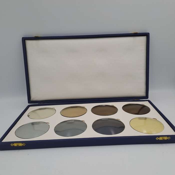 Eyeware -Vintage Optometrist  Metalux Tinted Lenses sample Kit in case