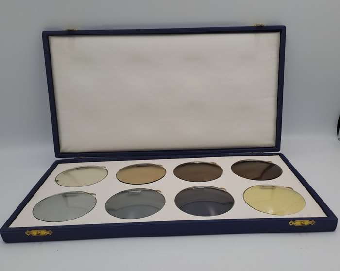 Eyeware -Vintage Optometrist  Metalux Tinted Lenses sample Kit in case