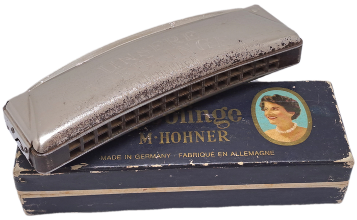 Vintage M.Hohner Harmonika UNSERE LIEBLINGE in Original Box.32 Holes