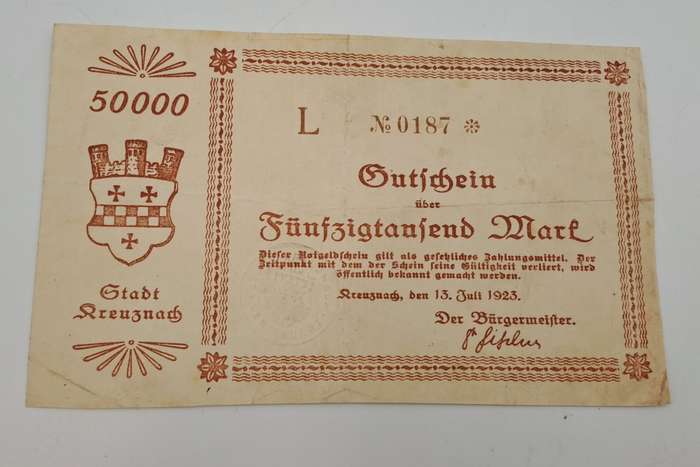 1923   july 13, Germany 50,000 Mark -Kreuznach City-