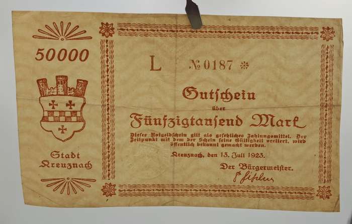 1923   july 13, Germany 50,000 Mark -Kreuznach City-